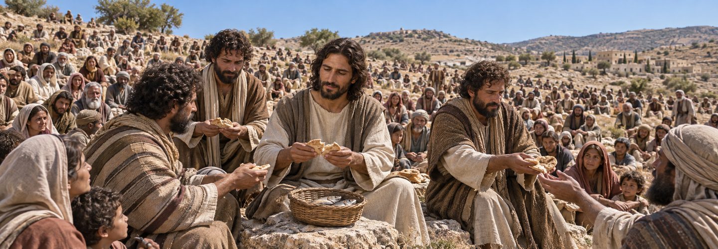 Illustratie bij: Jezus voedt de vierduizend.