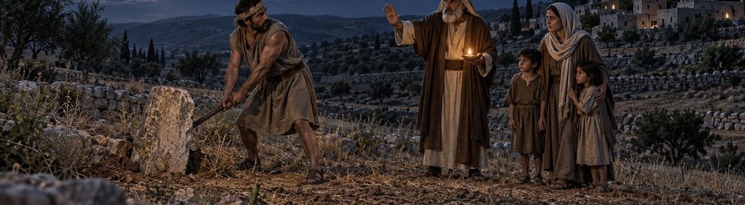 Illustratie bij: God beschermt armen tegen gestolen land.