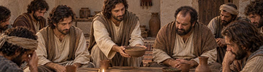 Illustratie bij: Jezus is in hun midden als dienaar.