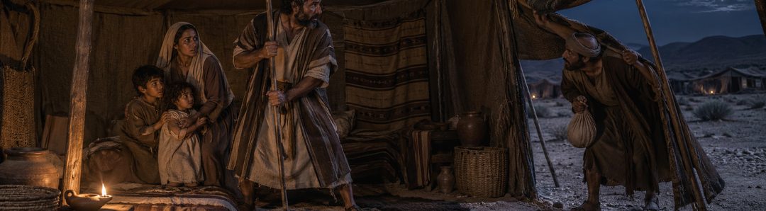Illustratie bij: Een huisbewoner ontdekt 's nachts een inbreker.