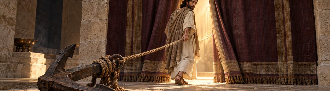 Illustratie bij: Christus gaat als Voorloper achter het voorhangsel.