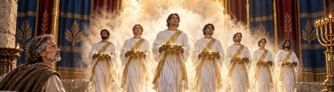 Illustratie bij: De hemelse tempel wordt gevuld met Gods heerlijkheid.