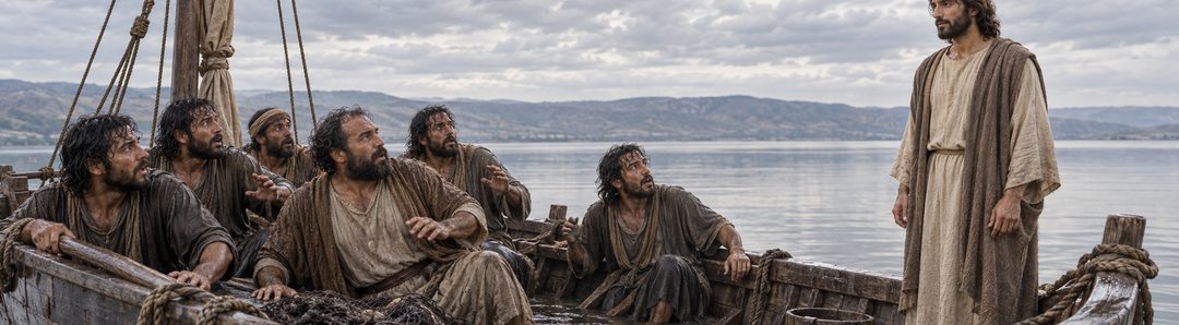Illustratie bij: Ontzag voor Jezus nadat het gevaar geweken is.