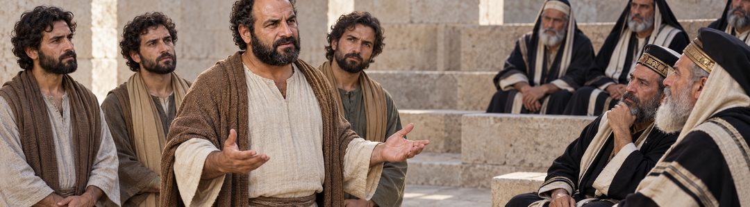 Illustratie bij: Petrus getuigt voor het Sanhedrin over gehoorzaamheid.