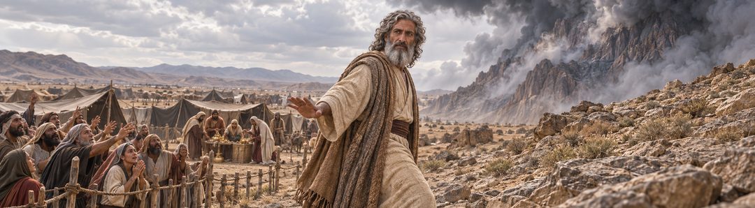 Illustratie bij: Het volk vreest Gods stem maar overtreedt later de geboden.