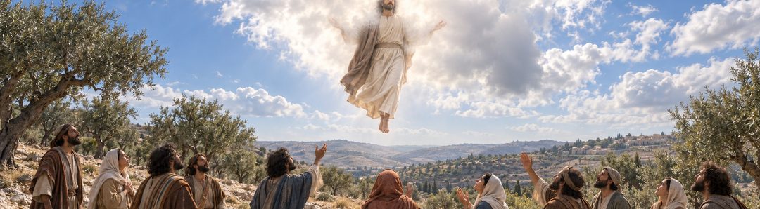 Illustratie bij: Christus sterft, staat op en vaart ten hemel.