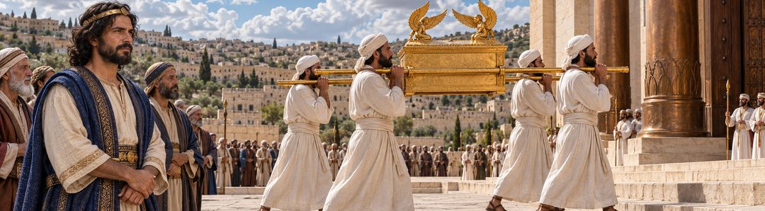Illustratie bij: De priesters dragen de ark naar de tempel.