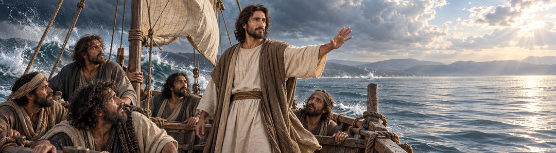 Illustratie bij: Jezus bestraft de wind en de zee.