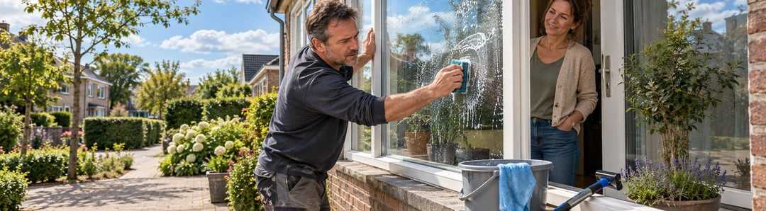 Illustratie bij: De glazenwasser komt zijn afspraak na.