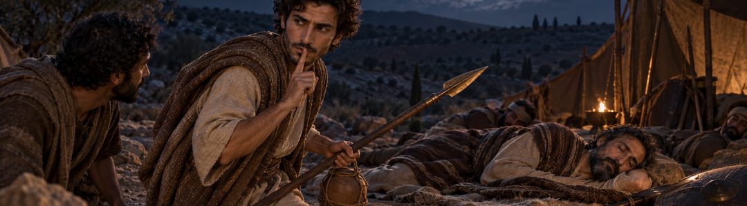 Illustratie bij: David laat de wraak op Saul aan God over.