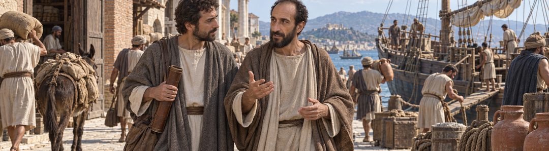 Illustratie bij: Paulus en zijn reisgenoot brengen het evangelie door het rijk.
