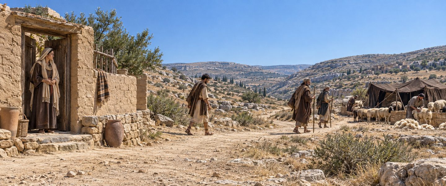 Illustratie bij: Tamar wacht vergeefs terwijl Juda naar Timna reist.