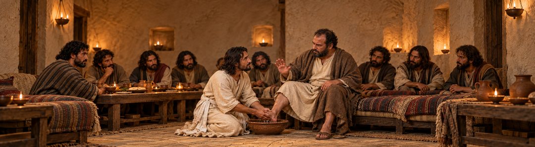 Illustratie bij: Jezus wast de voeten van Petrus.