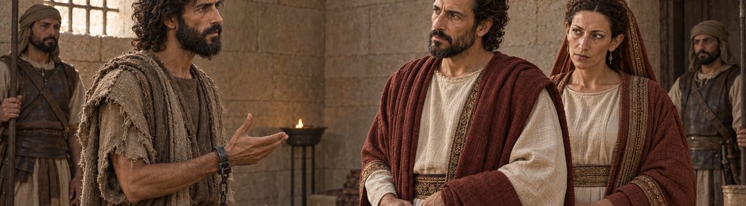 Illustratie bij: Johannes berispt Herodes en wordt gevangen gehouden.