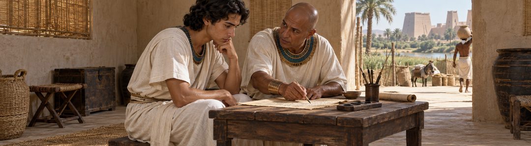 Illustratie bij: Mozes kent Jozefs blijvende Egyptische belastingwet.