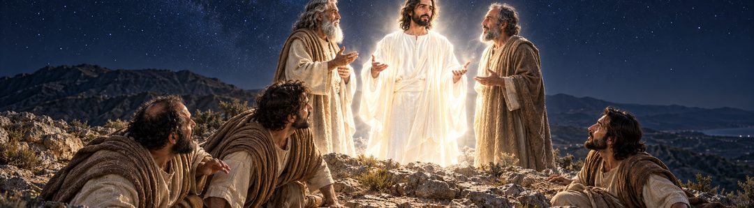 Illustratie bij: Drie discipelen aanschouwen Jezus’ verheerlijking.