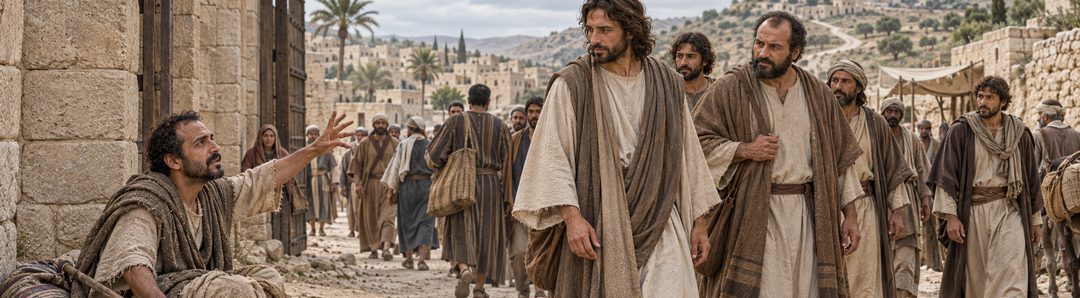 Illustratie bij: Jezus ontmoet Bartimeüs bij de doorgang van Jericho.