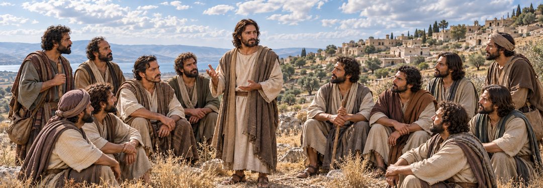 Illustratie bij: Jezus zendt de twaalf apostelen uit.
