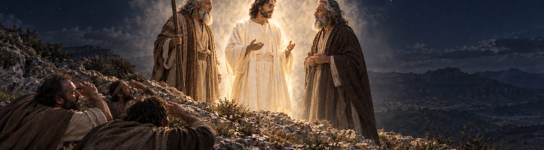 Illustratie bij: Jezus spreekt met Mozes en Elia over Zijn uittocht.