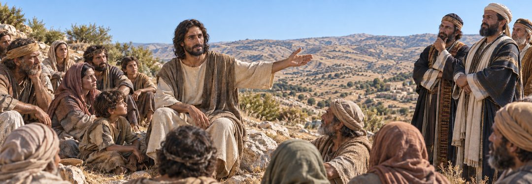 Illustratie bij: Jezus spreekt zaligsprekingen en weeën uit.