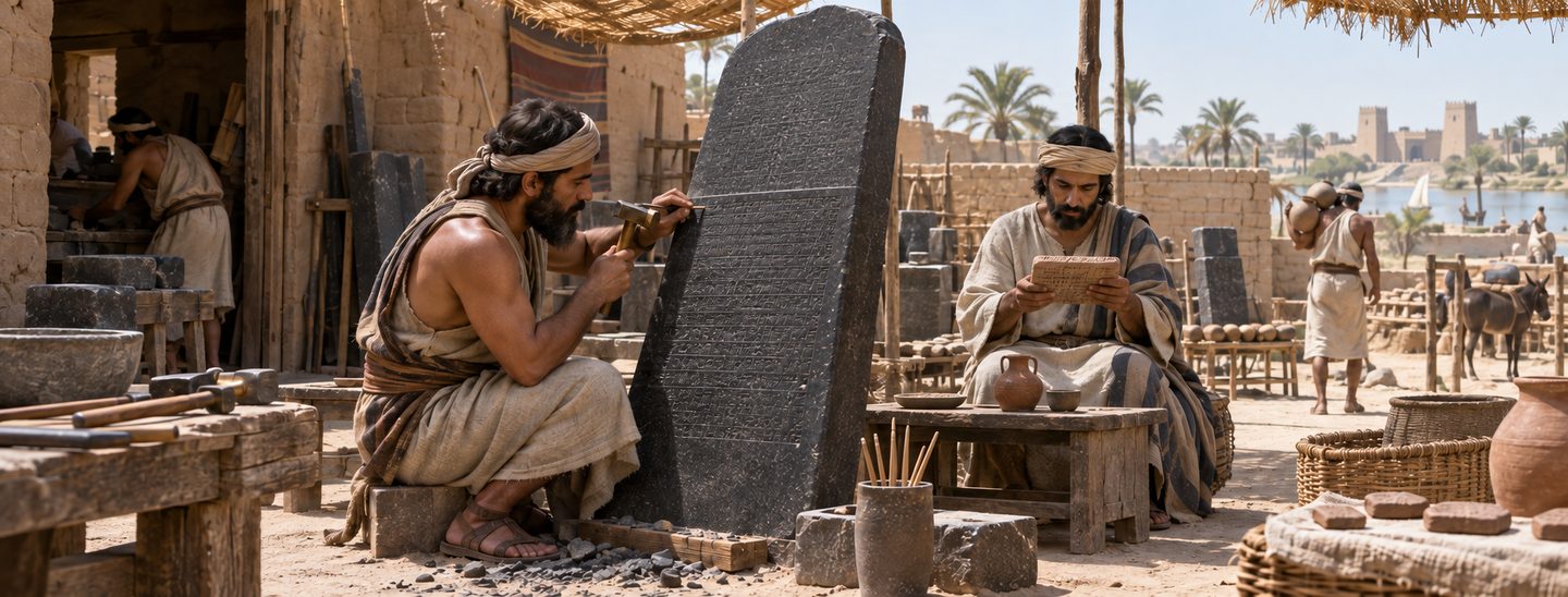 Illustratie bij: Oud schrift uit de wereld van Abraham en Mozes.