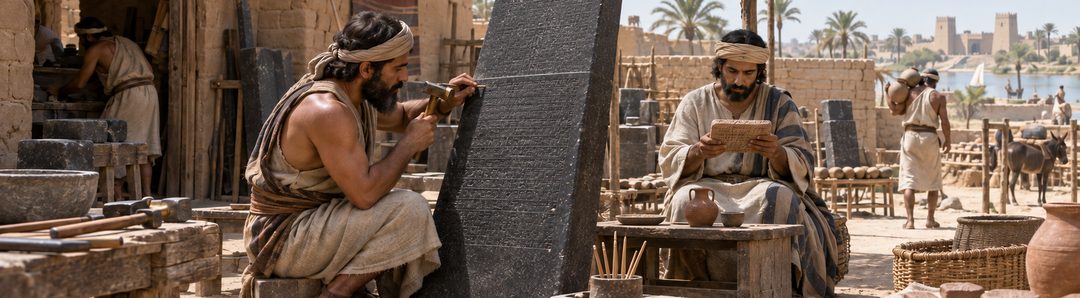 Illustratie bij: Oud schrift uit de wereld van Abraham en Mozes.