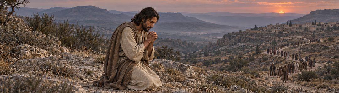 Illustratie bij: Jezus trekt zich terug om te bidden.