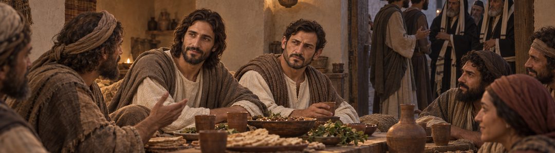 Illustratie bij: Jezus eet met tollenaars en zondaars.