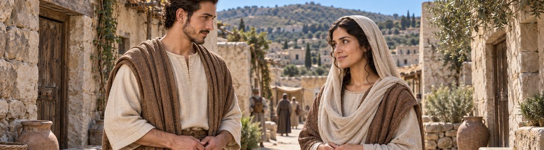 Illustratie bij: Maria en Jozef in Nazareth.