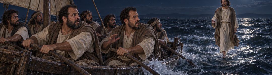 Illustratie bij: Jezus loopt over het Meer van Galilea.