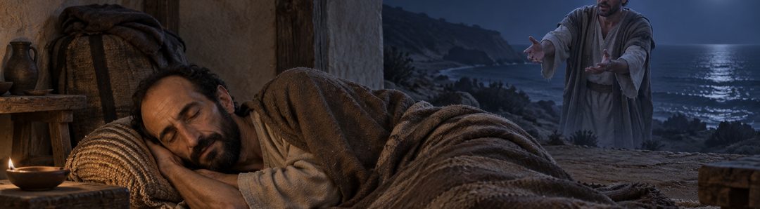 Illustratie bij: Paulus ziet de Macedonische man in een nachtvisioen.