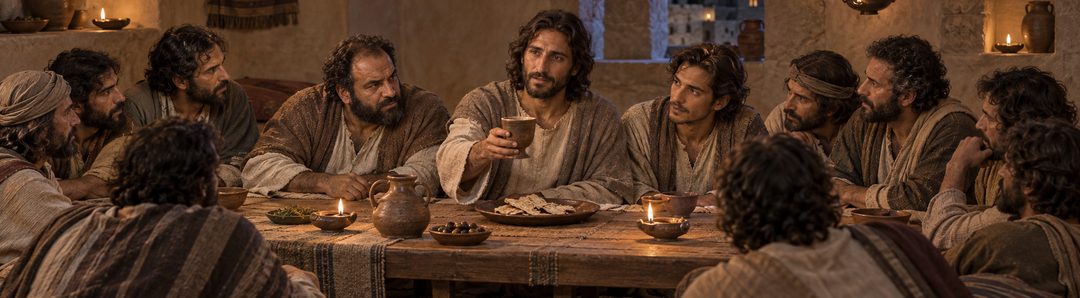 Illustratie bij: Jezus stelt de nieuwe Paschagedachtenis in.