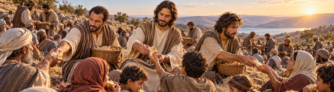 Illustratie bij: Jezus voorziet door Zijn discipelen.