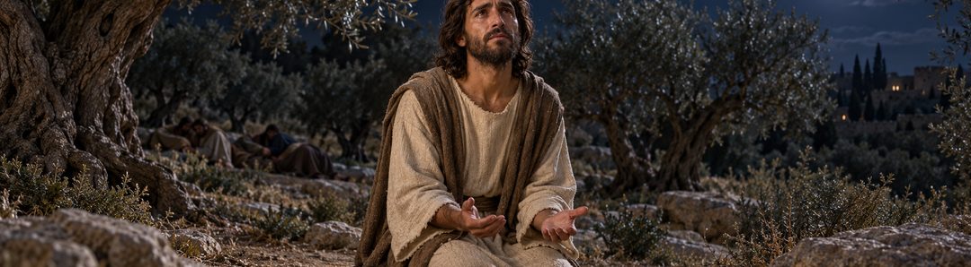 Illustratie bij: Jezus bidt onder tranen in Gethsémané.