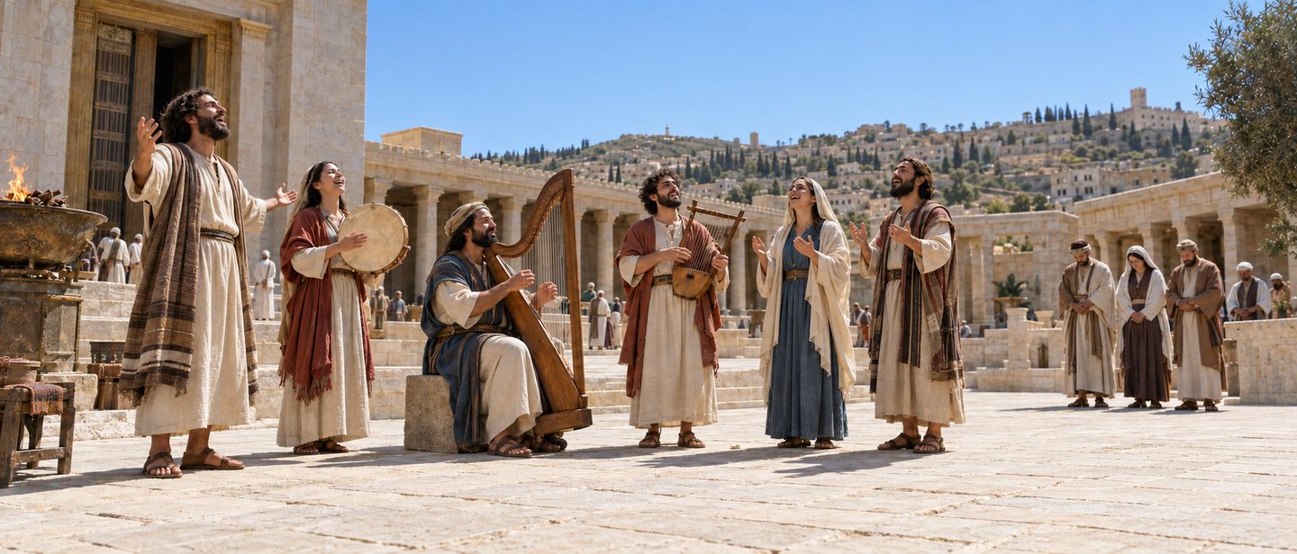 Illustratie bij: Uitbundige en stille aanbidding in Psalm 33.