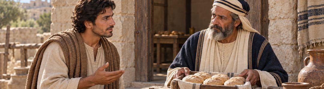 Illustratie bij: Achimelech bespreekt het heilige brood met David.