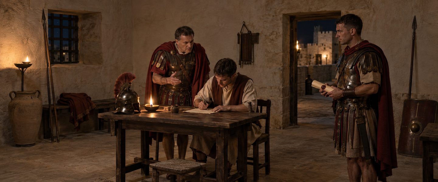 Illustratie bij: Claudius Lysias schrijft zijn brief aan Felix.