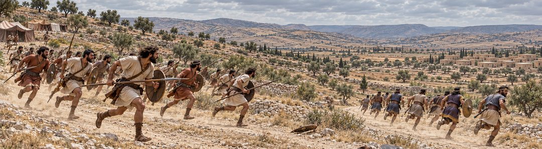 Illustratie bij: Israël achtervolgt de vluchtende Filistijnen.