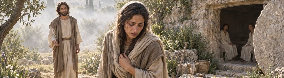 Illustratie bij: Maria ziet Jezus maar herkent Hem nog niet.