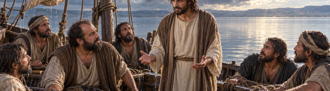 Illustratie bij: De discipelen verwonderen zich over de grote stilte.