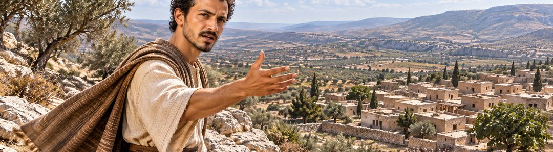 Illustratie bij: Jotham spreekt zijn bomenfabel vanaf de Gerizim.