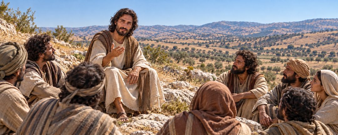 Illustratie bij: Jezus leert zijn discipelen het Onzevader.