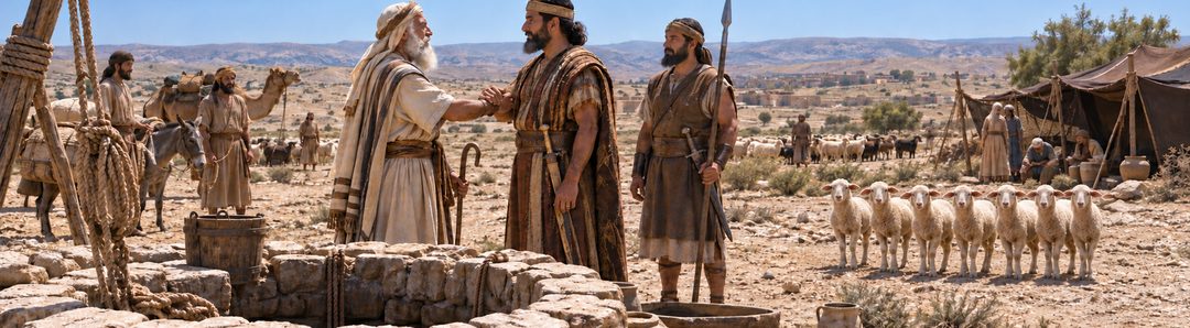 Illustratie bij: Abraham en Abimelech sluiten een verbond bij de put.