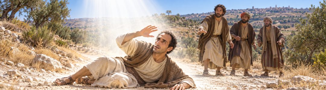 Illustratie bij: Saulus hoort dat hij Christus vervolgt.