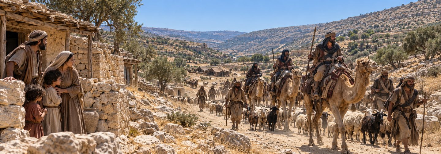 Illustratie bij: Midian overspoelt het land van Israël.