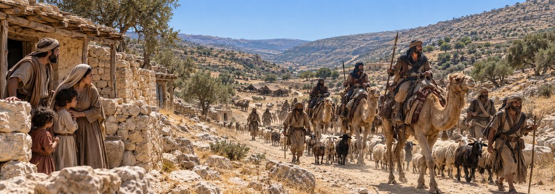 Illustratie bij: Midian overspoelt het land van Israël.