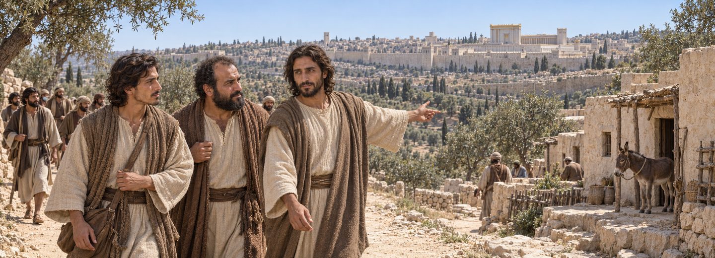 Illustratie bij: Jezus nadert Jeruzalem als Messias.