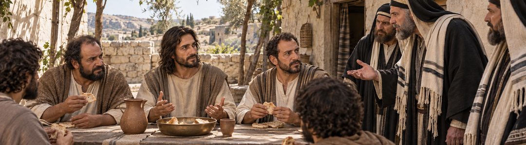 Illustratie bij: Discipelen eten met ritueel ongewassen handen.