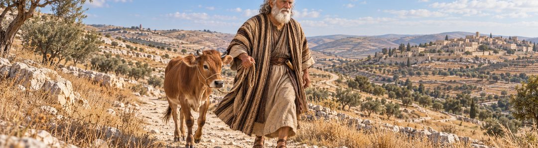 Illustratie bij: Samuel reist met een offerdier naar Bethlehem.