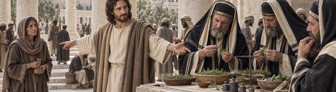 Illustratie bij: Jezus weerlegt uiterlijke gerechtigheid van de farizeeën.